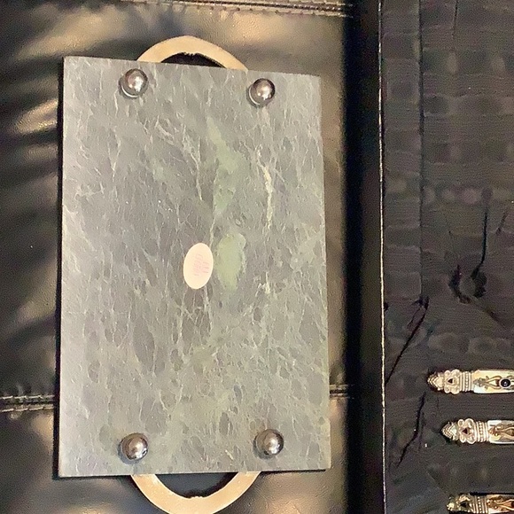 Godinger designed by Ann Cichon Dallas Green marble cheese board set with box! - Picture 2 of 16